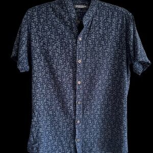 Dark Blue Palm Tree Print Shirt (Size M)